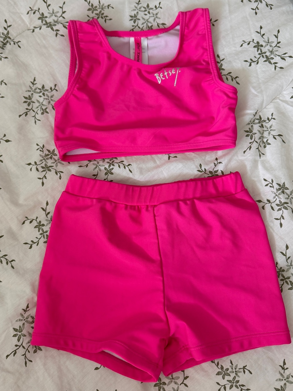 Betsey Johnson Kids Bright Pink Active Shorts Set